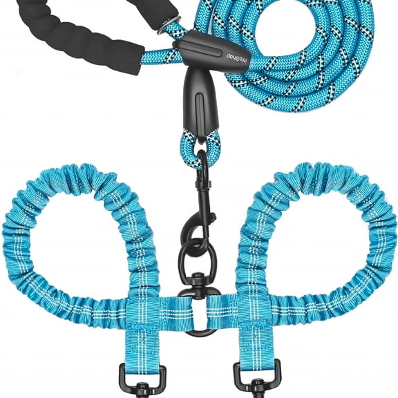 Dual Dog Leash, Double Dog Leash, 360 Swivel No Tangle Walking Leash, Shock Absorbing Bungee for Two Dogs, Large (25-150 lbs)