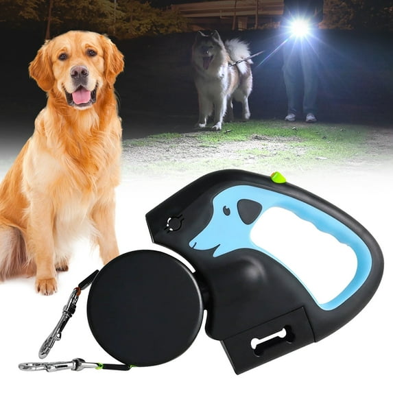 Dual Dog Leash, Double Retractable Dog Leash with Flashlight & Poop Bag Holder, 360° Rotating Double Pet Leash for Small to Large Dogs – Hands-Free Dog Walking Accessory