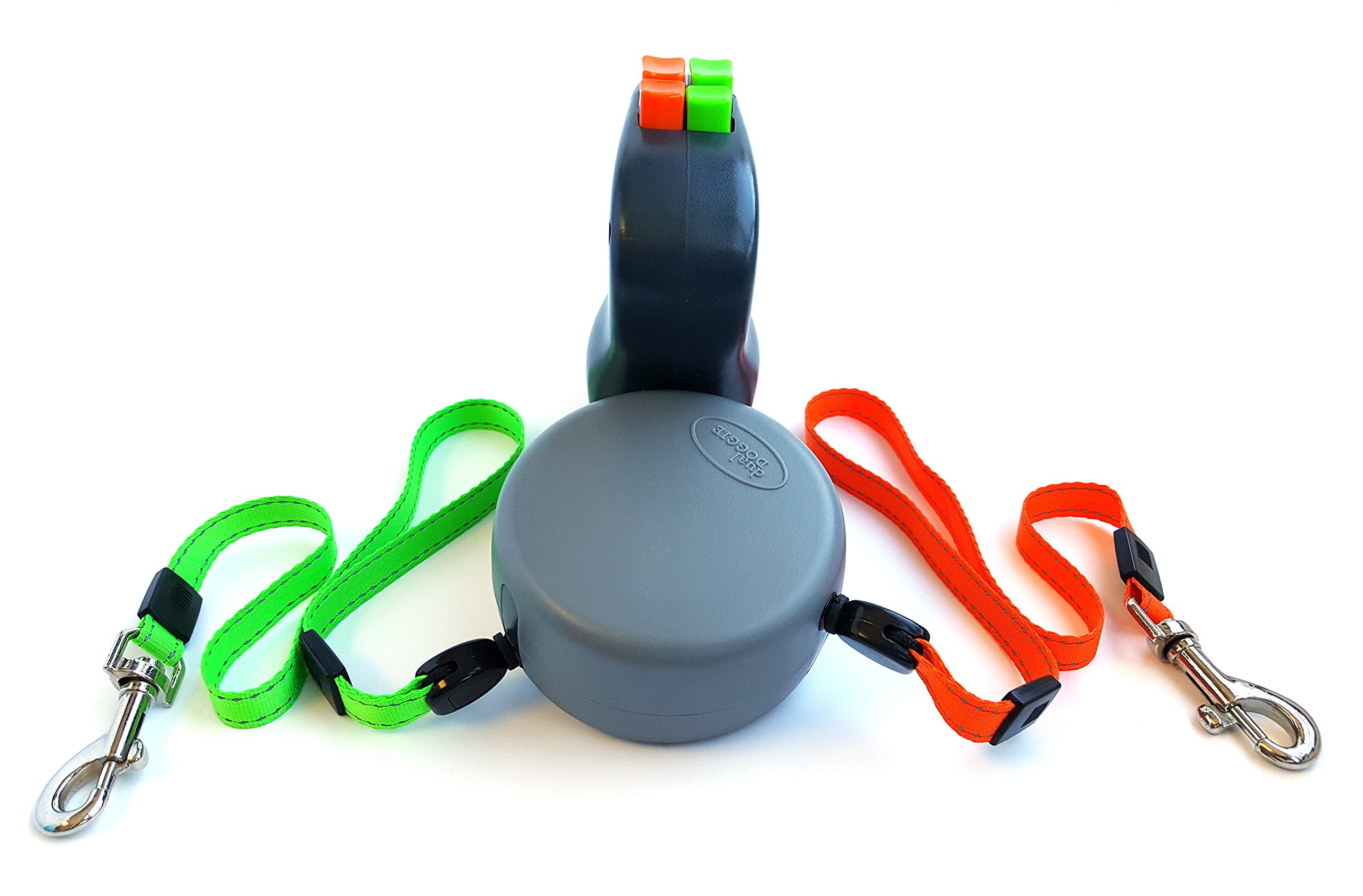 Wigzi - 2025 Edition - 2 Dog Retractable Leash â€“ Featuring Our Incredible Silicone Gel Handle - No Tangle Engineering. Each Dog 50 lb up to 10 ft Distance. Lock and Unlock Easily. Reflective