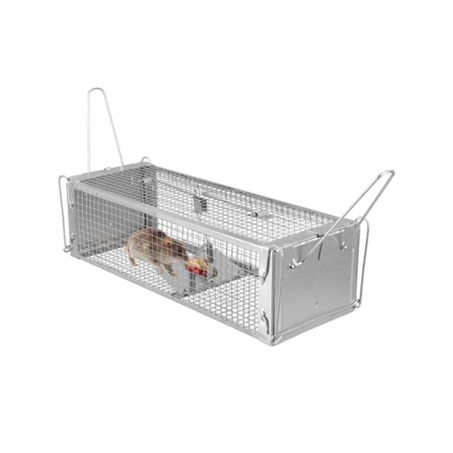 Dual Door Rat Trap Cage Humane Live Rodent Dense Mesh Trap Cage Zinc Electroplating Mice Mouse Control Bait Catch with 2 Detachable U Shaped Rod