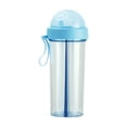 thumbnail image 1 of Dual Drink Water Bottle 20oz Split Compartment Water Cup with Two Straws Leakproof Portable Travel Sports Shaker Mug for Couples Lake Blue 600ml, 1 of 7