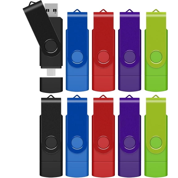 Dual Drive USB 3.0 USB-C Type C Flash Drive (32GB*10PACK BLACK)