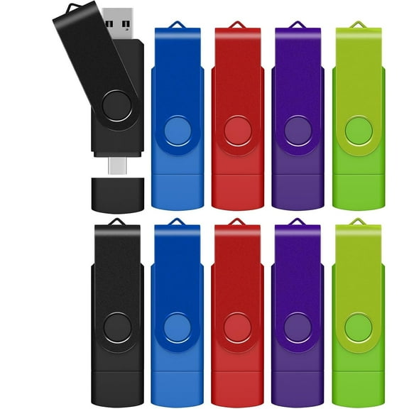 Dual Drive USB 3.0 USB-C Type C Flash Drive (8GB*10PACK BLACK)
