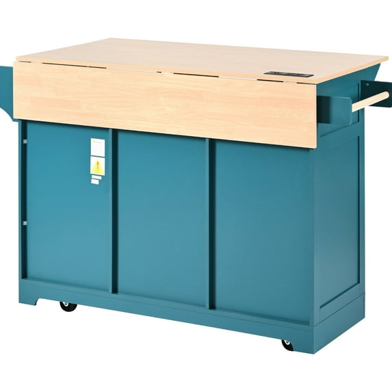 Dual Drop Leaf & Folding Design / Transformable Kitchen Island for Dining, Work, and Storage