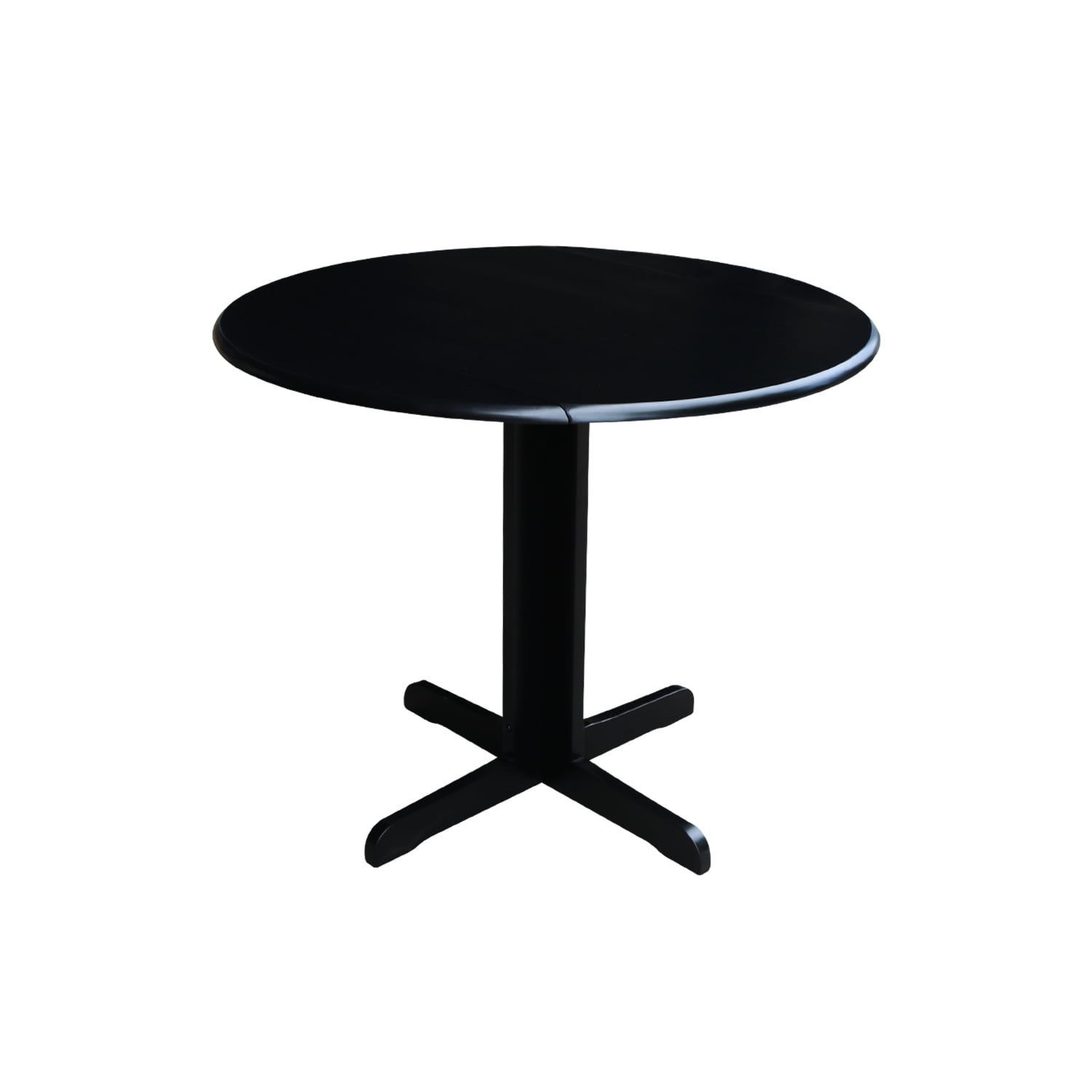 Scandinavian 38" Round Wood Extendable Dining Table in Black