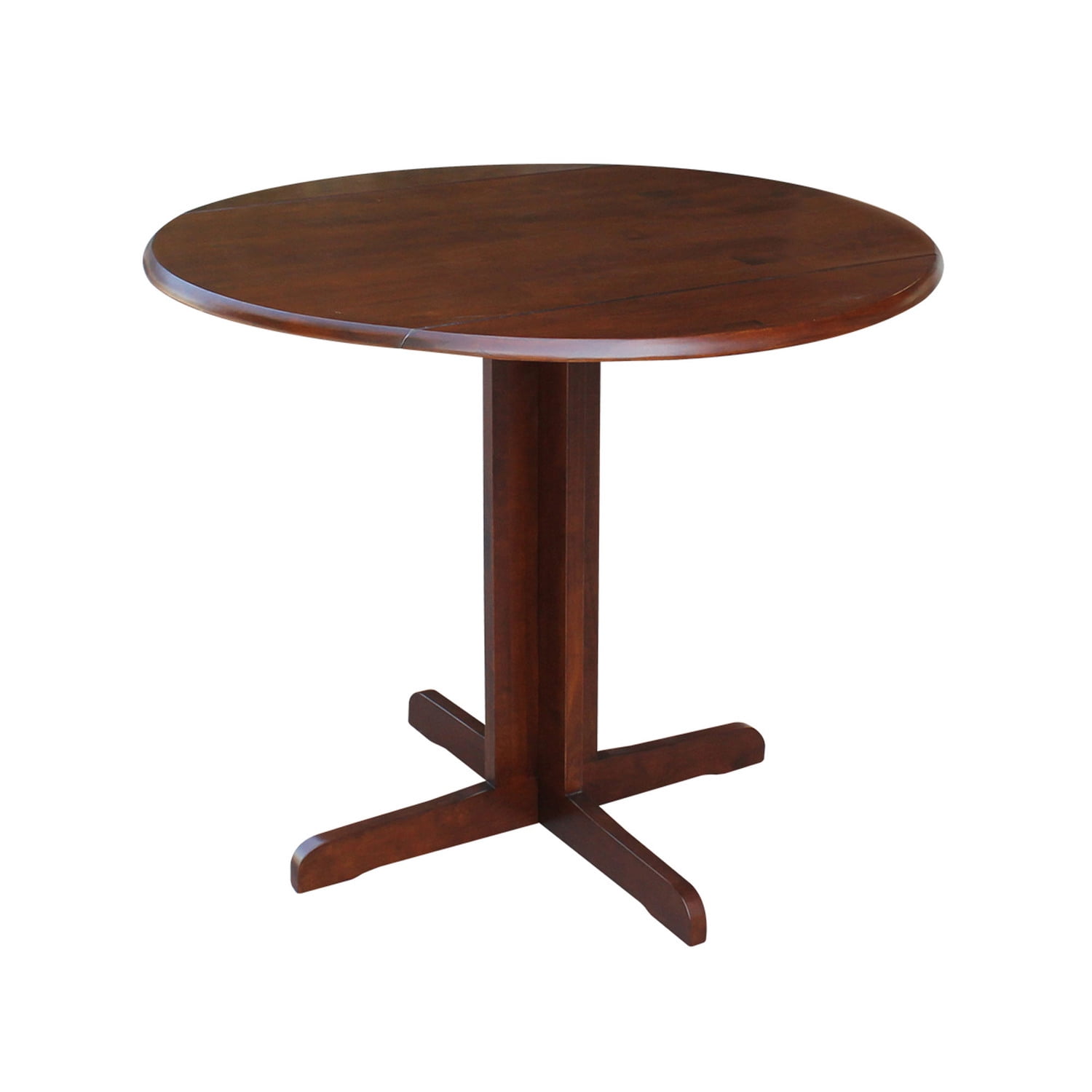 Transitional Round Wood Extendable Dining Table in Espresso