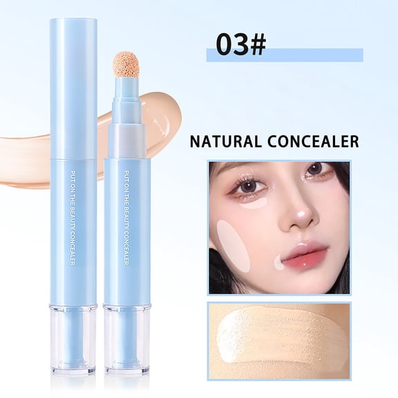 Dual-Effect Concealer and Foundation Eye Concealer,, Long-Lasting Full Coverage Liquid Face Cream for Dark Circles, Blemishes and Redness, Flawless Matte Finish