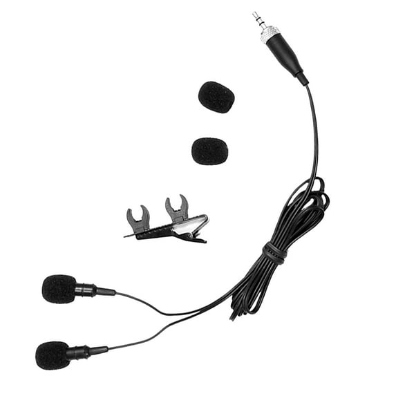 Dual Electret Condenser Cardioid Lavalier Microphones W/ Windscreens & Clip For Sennheiser Belt Pack system