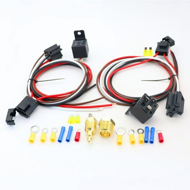 Dual Electric Cooling Fan Wiring Relay Sensor Kit 12V 40Amp 175°185