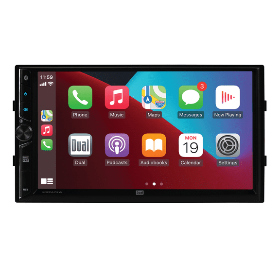 Open Box Dual Electronics 7" Touchscreen Car Stereo Receiver with Wireless Apple CarPlay & Android Auto Double DIN, Bluetooth, USB XDCPA73W (New)