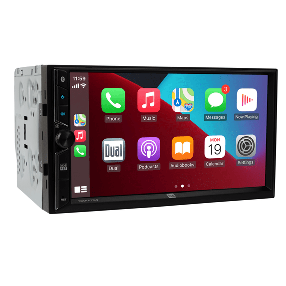 Dual Electronics 7" Touchscreen Car Stereo Receiver with Wireless Apple CarPlay & Android Auto – Double DIN, Bluetooth, USB – XDCPA73W (New)