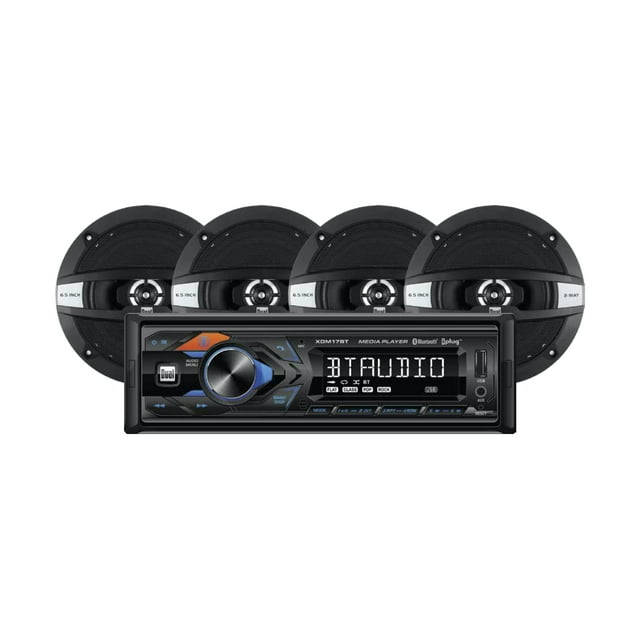 Dual Electronics Car Audio Bundle XDM17SPK4 Stereo and Coaxial Speakers