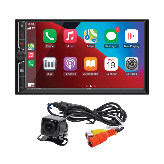 Dual Electronics DCA73W-BC 7" Car Stereo, Wireless Apple CarPlay Android Auto, Backup Camera