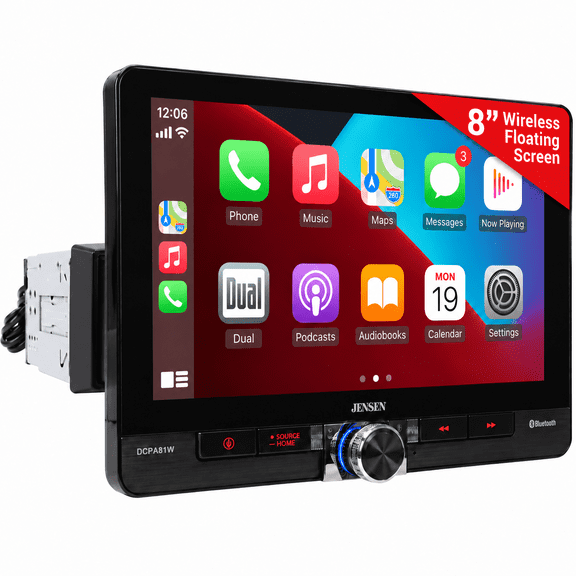 Dual Electronics DCPA81W 8" Single/Double DIN Car Stereo, Wireless Apple CarPlay Android Auto