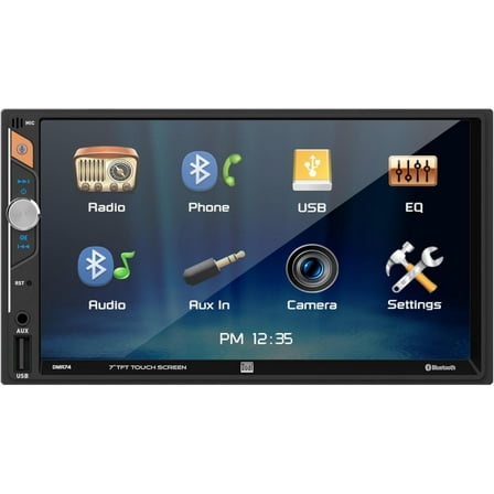 Dual Electronics DMR74 7-inch LED Digital Media Touch Screen Double DIN Car Stereo Radio | Push to Talk Assistant | Backup Camera Input | Bluetooth | USB Playback and Charge | No CD/DVD