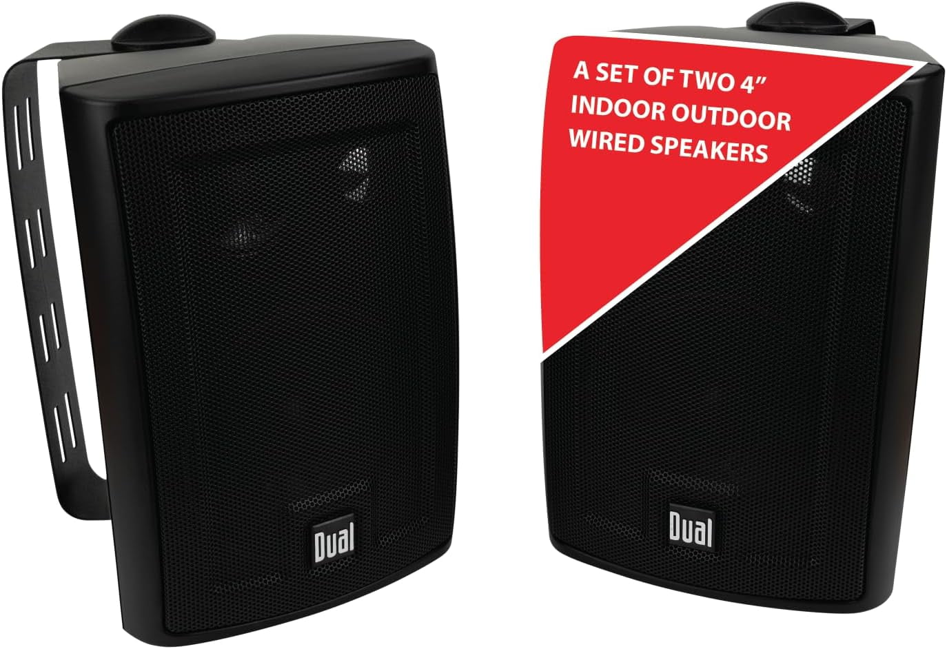 NAMSUNG Dual Electronics LU43PB 4 inch 3-Way High Performance Outdoor Speakers, Sold in Pairs, Black, New