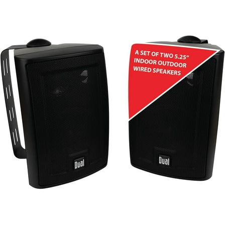 Dual Electronics LU53PB 5.25 inch 3-Way High Performance Outdoor Speakers Sold in Pairs, Black, New