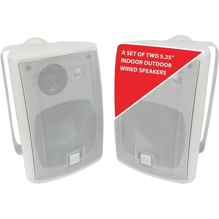 Dual Electronics LU53PW 5.25 inch 3-Way High Performance Outdoor Speakers, Sold in Pairs, White, New