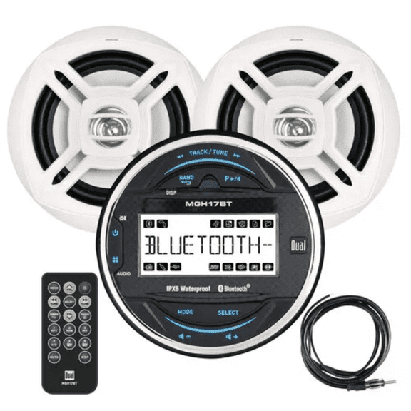 Dual Electronics MGCP17BT Gauge-Hole Digital Media Receiver Marine Audio System