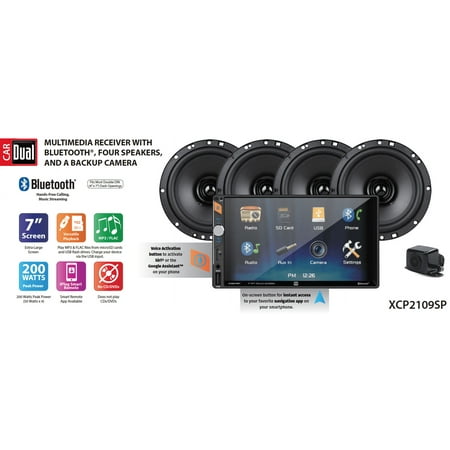 Dual Electronics XCP2109SP Car Stereo, Four 6.5-inch Car Speakers and Backup Camera, New