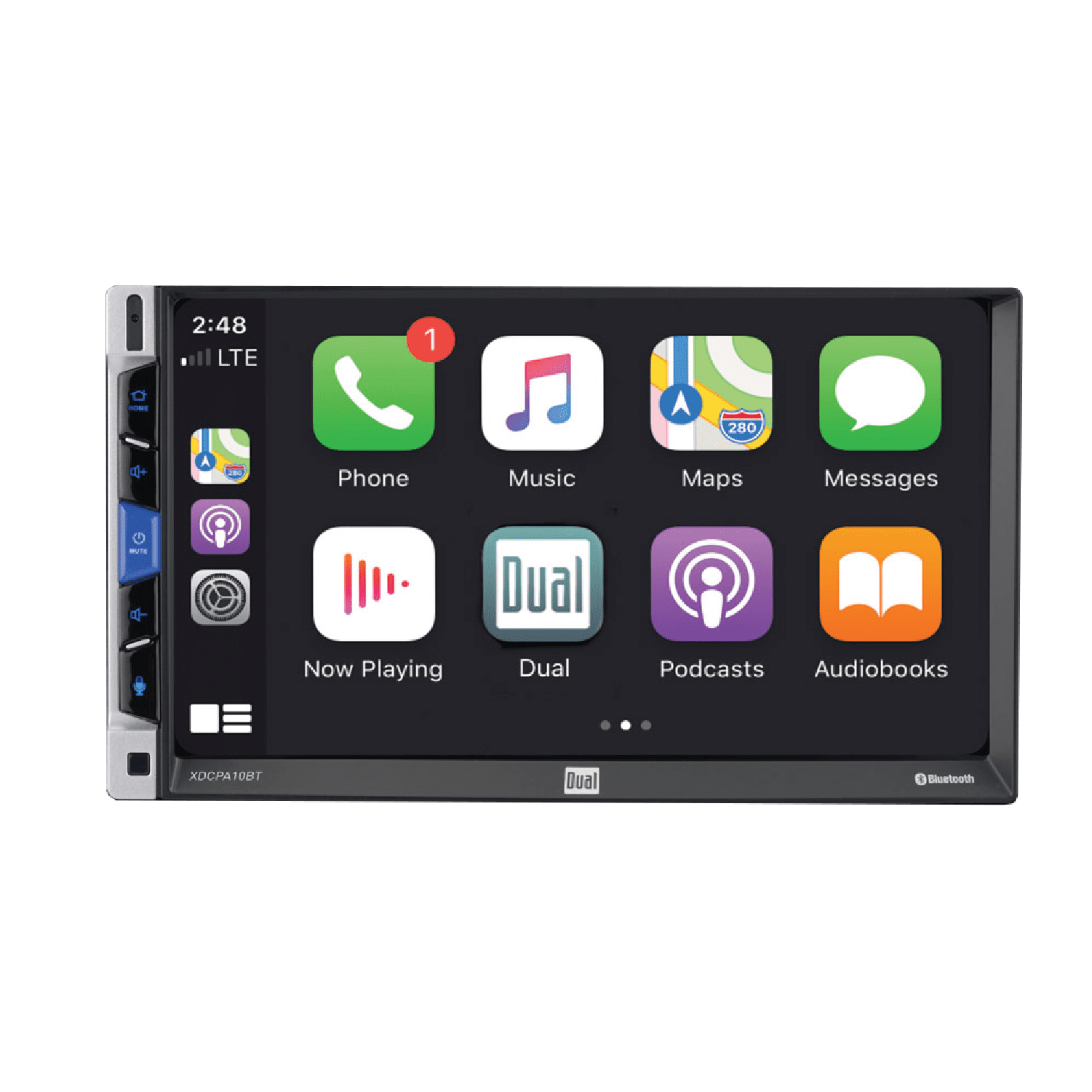 Dual Electronics 7" Touchscreen Car Stereo Receiver with Certified Apple CarPlay & Android Auto Double DIN, Bluetooth, USB XDCPA10BT (New)