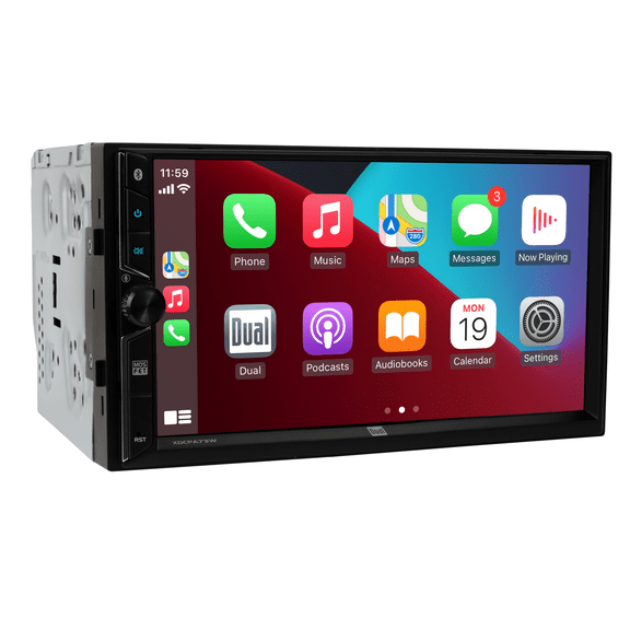 Dual Electronics 7" Touchscreen Car Stereo Receiver with Wireless Apple CarPlay & Android Auto Double DIN, Bluetooth, USB XDCPA73W (New)