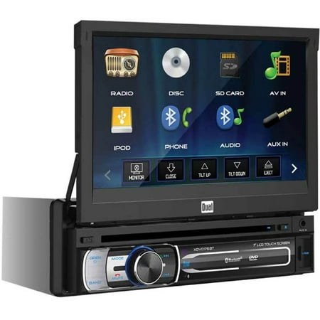 Dual Electronics XDVD176BT 7-Inch LED Backlit LCD Multimedia Retractable and Detachable Touch Screen Single Din Car Stereo with Built-In Bluetooth, iPlug, CD/DVD Player and USB/microSD Ports
