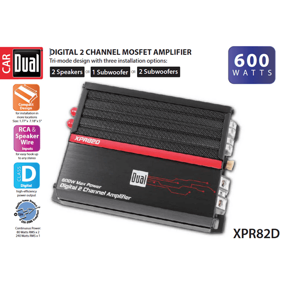 Dual Electronics XPR82D High Performance Car Amplifier, New