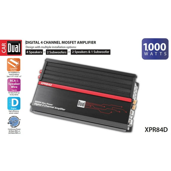 Dual Electronics XPR84D 2/1 High Performance Power Car Amplifier, New