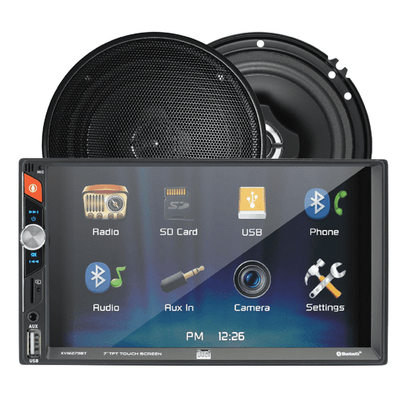 Dual Electronics XVM279SPK2 7 inch Car Stereo Bundle with 6.5" Speakers, Double Din, Bluetooth, New