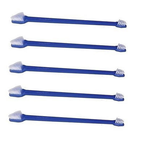 Dual End Dog Toothbrushes for Dogs Cat Pet Oral Dental Care Vet Shelter Bulk Too (5 Toothbrushes)