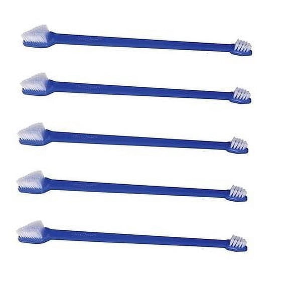 Dual End Dog Toothbrushes for Dogs Cat Pet Oral Dental Care Vet Shelter Bulk Too (5 Toothbrushes)
