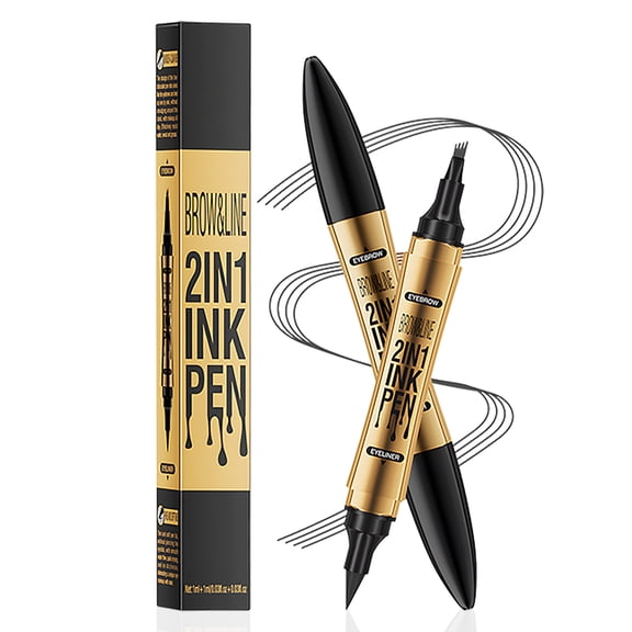 Dual End Eye Makeup Pen, Brow and Line Application, Smooth Application, Daily Use (Black)