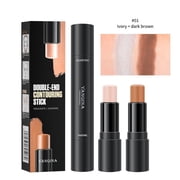 Dual-End Highlight & Contour Stick, Ivory & Dark Brown, Waterproof Face Shaping Makeup for Fair Skin