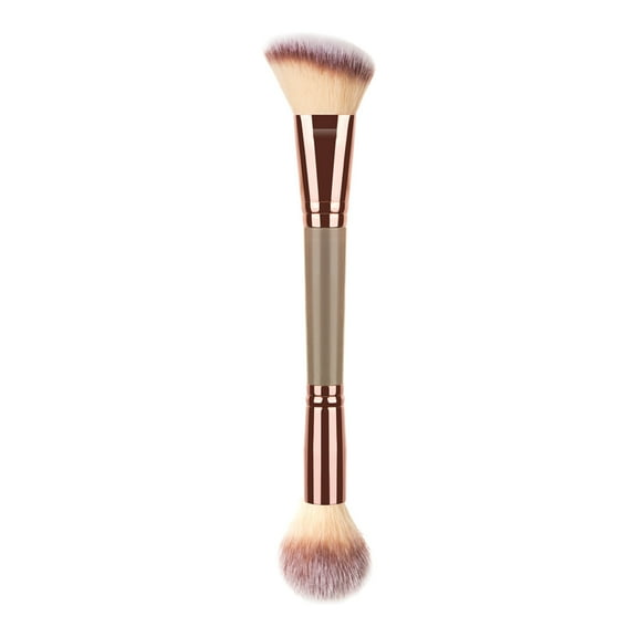 Dual Ended Bronzer Brush For Contouring And Blending Liquid Creams And Powders