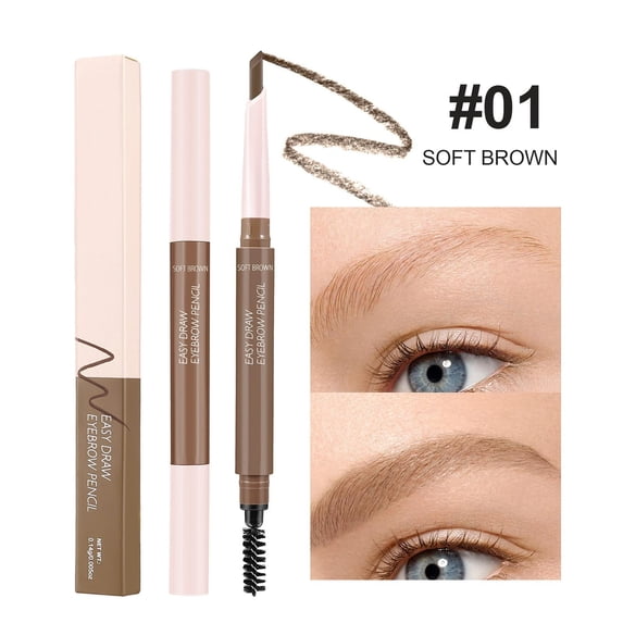 Dual-Ended Eyebrow Pencil, Eyebrow Contouring Pen, Extremely Fine, Waterproof Eyebrow Makeup, Richly Pigmented, Smooth-Gliding, Create Natural Hair-Like Gray Eyebrow Pencil