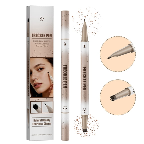 Dual-Ended Freckle Pen & Freckle Stamp - Waterproof Freckles Makeup with Precise Curved Tip,Smudge Proof, Long Lasting Faux Freckles Pencils