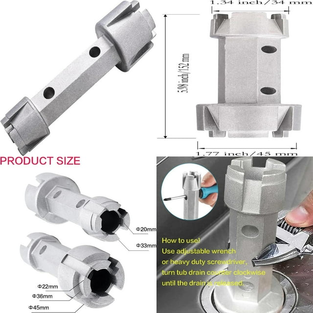 DualEnded HeavyDuty Aluminum Tub Drain Remover Wrench Effortlessly