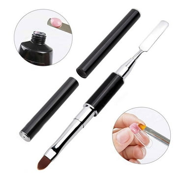 Dual-Ended Polygel Brush & Picker, 2 in 1 Designs Polygel Brush Stainless Steel Gel Nail Tool for UV Gel Acrylic Nail Extension