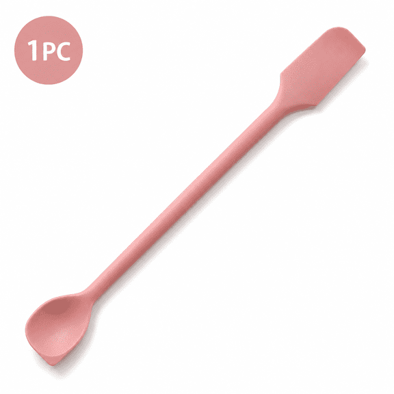 Dual-Ended Silicone Jam Spatula and Spoon, 10-Inch Long Handle Jar Scraper for Smooth Spreading and Mixing, Flexible Mini Stirring Tool for Bottom of Bottles