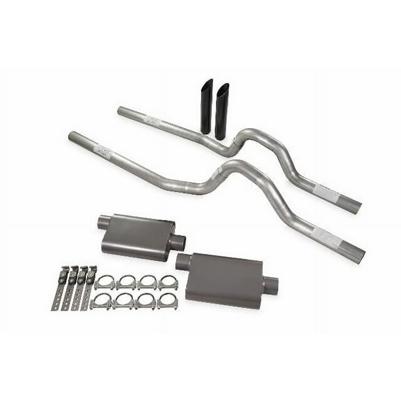 Dual Exhaust Kit 2.5" 2 Chamber Rear Exit BW Tips Fits 73 to 79 Ford F-Series
