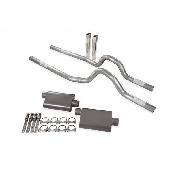 Dual Exhaust Kit 2.5" 2 Chamber Rear Exit RC Tips Fits 62 to 66 Ford F-Series