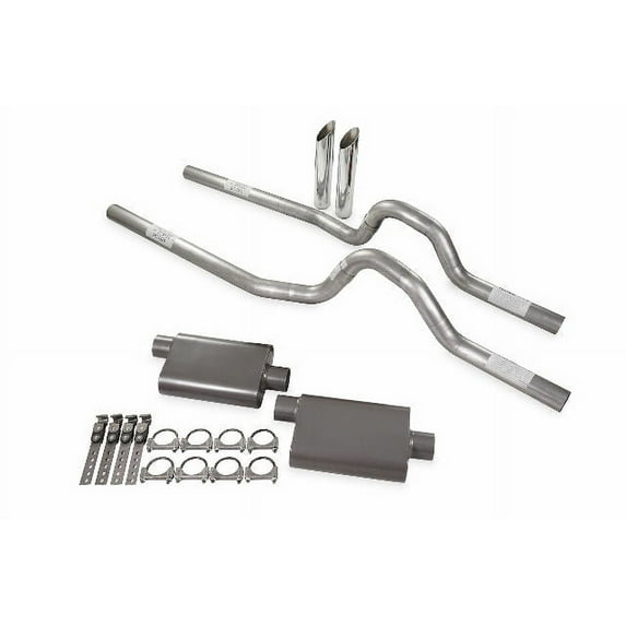 Dual Exhaust Kit 2.5" 2 Chamber Rear Exit SW Tips Fits 62 to 66 Ford F-Series