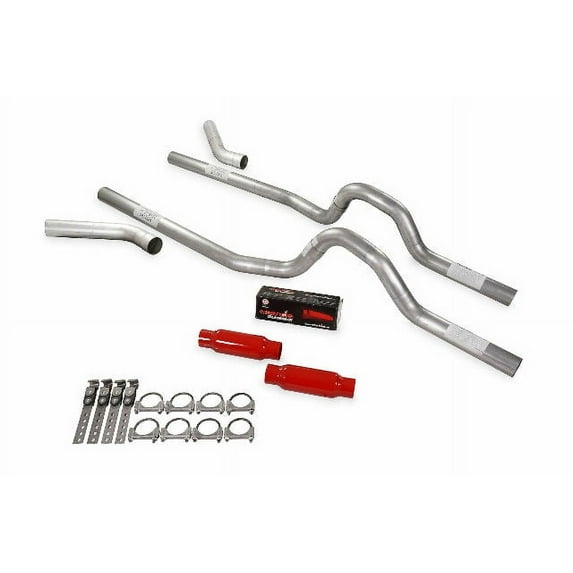 Dual Exhaust Kit 2.5" Cherry Bomb Glasspack Corner Exit Fits 62-66 Ford F-Series