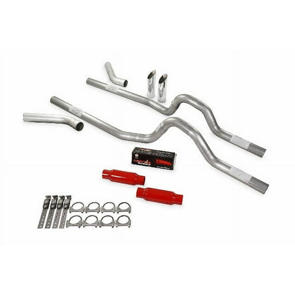 Dual Exhaust Kit 2.5" Cherry Bomb Glasspack Corner Exit SW T 80-86 Ford F-Series