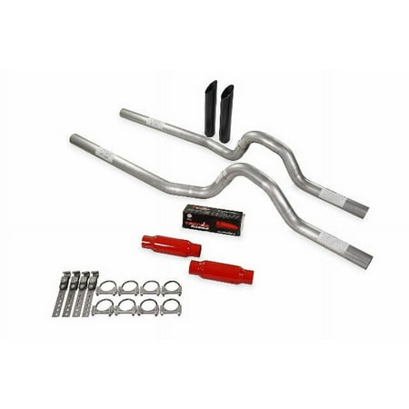 Dual Exhaust Kit 2.5" Cherry Bomb Glasspack Rear Exit BW 81-87 GM C/K 10 1/2 Ton