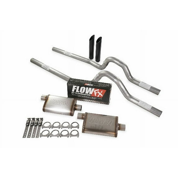 Dual Exhaust Kit 2.5" Flowmaster Flow FX Rear Exit BW Tips 67-72 Ford F-Series