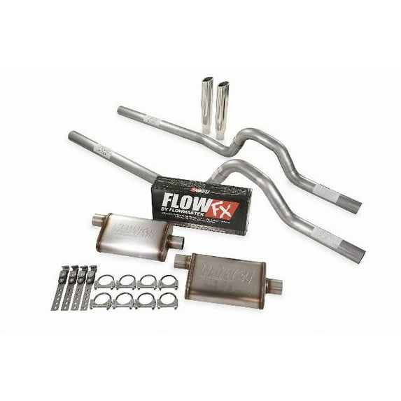 Dual Exhaust Kit 2.5" Flowmaster Flow FX Rear Exit RC Tip 73-80 GM C/K20 3/4 Ton
