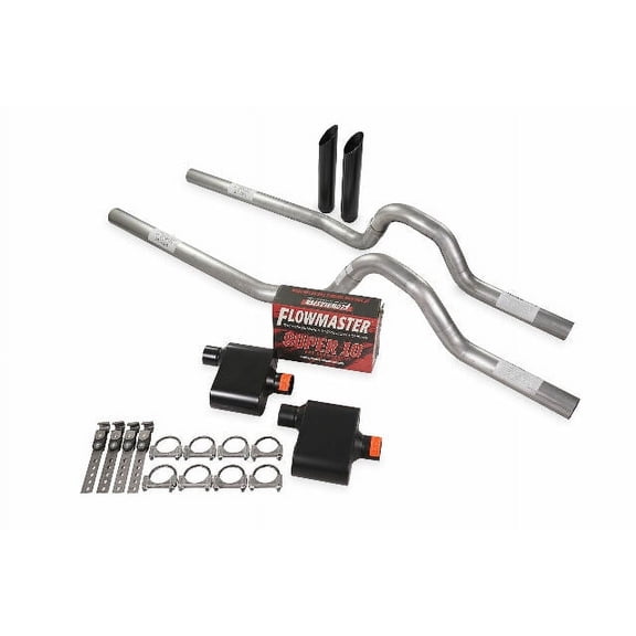 Dual Exhaust Kit 2.5" Flowmaster Super 10 Rear Exit BW T 73-80 GM C/K 10 1/2 Ton