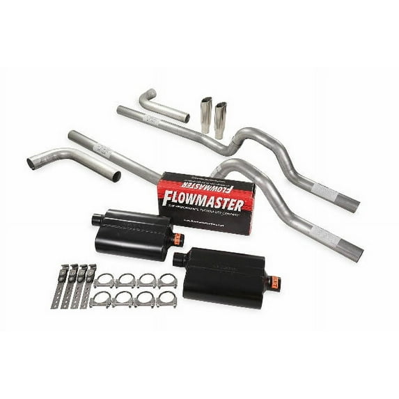 Dual Exhaust Kit 2.5" Flowmaster Super 40 Side Exit RC Tips 67-72 Ford F-Series